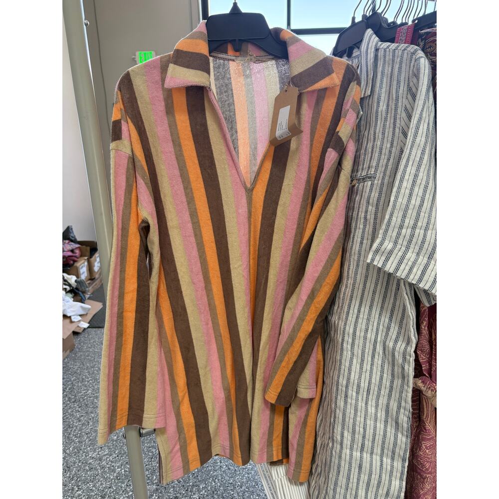 SMALL Faherty Cabana Long Sleeve Towel Terry Minidress - Picture 3 of 5